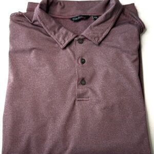 Walter Hagen DSG Polo Shirt Essentials Maroon Striped Long Sleeve Golf Sz XXL